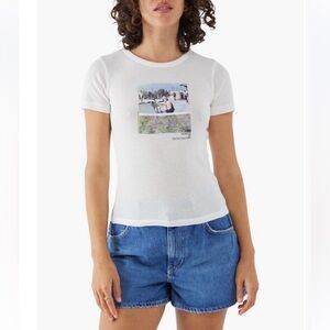 BDG Urban Outfitters Museum of Youth Cotton Graphic Baby Tee Small White
